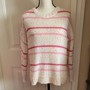 Cream And Pink Stripe Sweater
